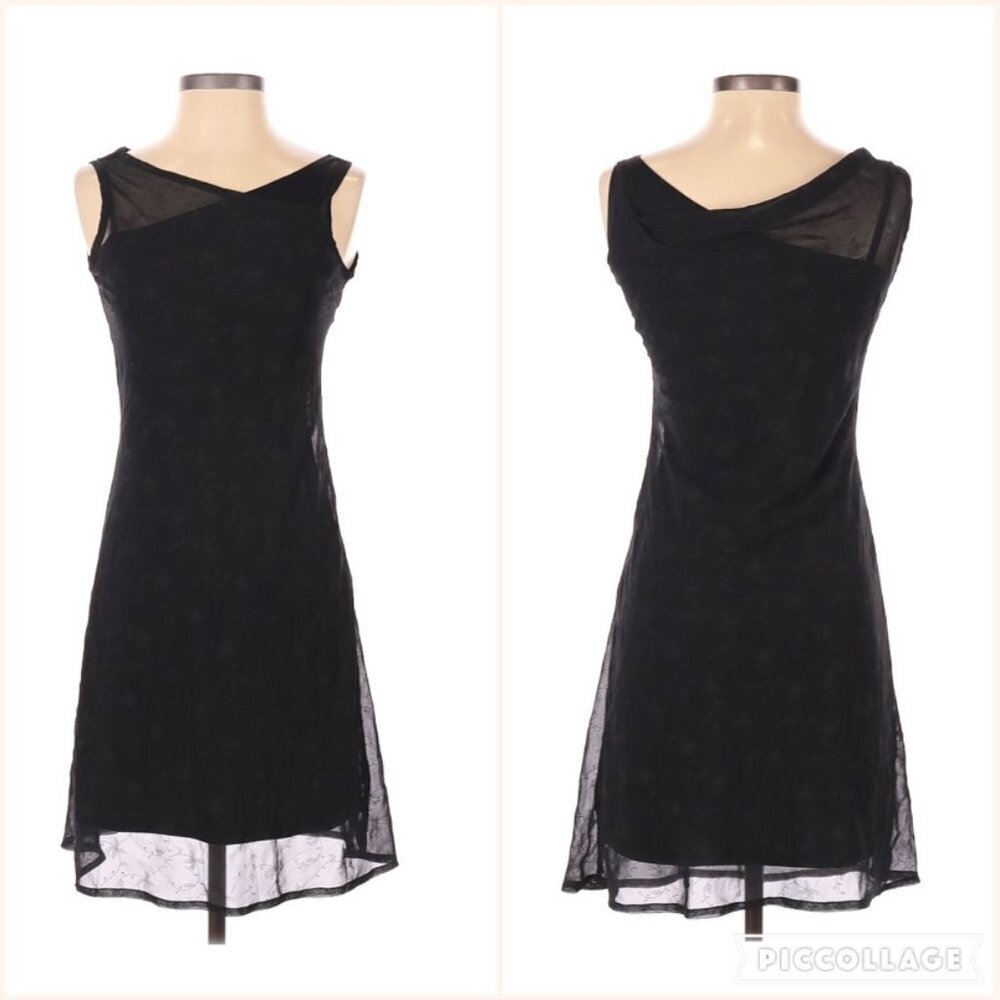 Sheer Black Short Dress with Slip Size 2